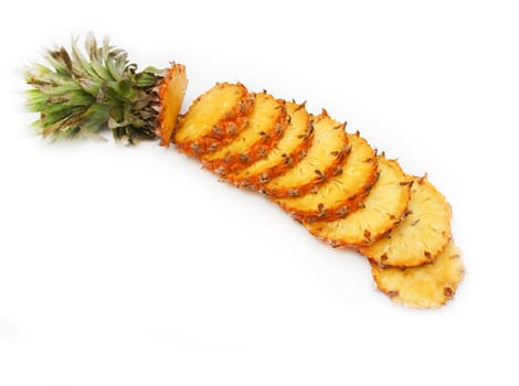 sliced ​​pineapple on white background