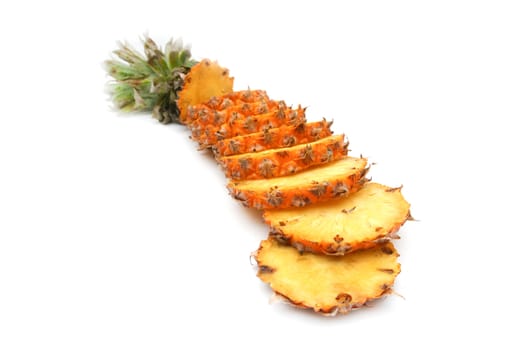 sliced ​​pineapple on white background