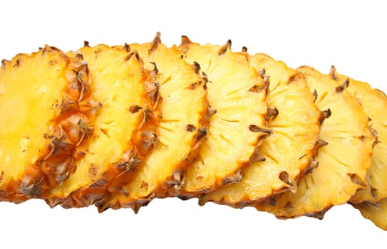 sliced ​​pineapple on white background