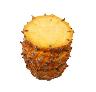 sliced ​​pineapple on white background