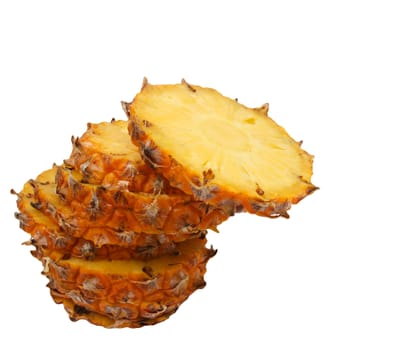 sliced ​​pineapple on white background