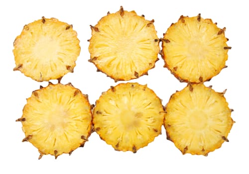 sliced ​​pineapple on white background