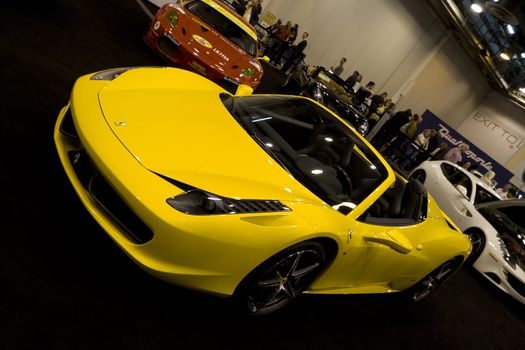 HOUSTON - JANUARY 2012: The Ferrari 458 Spider sports car at the Houston International Auto Show on January 28, 2012 in Houston, Texas.
