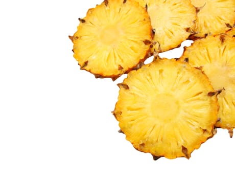 sliced ​​pineapple on white background