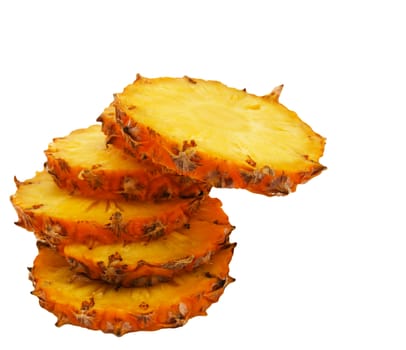 sliced ​​pineapple on white background