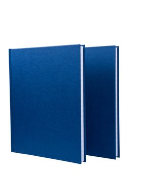 Two blue notepads isolated on white background