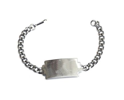 Close up photo of dog tag isolated on white background 