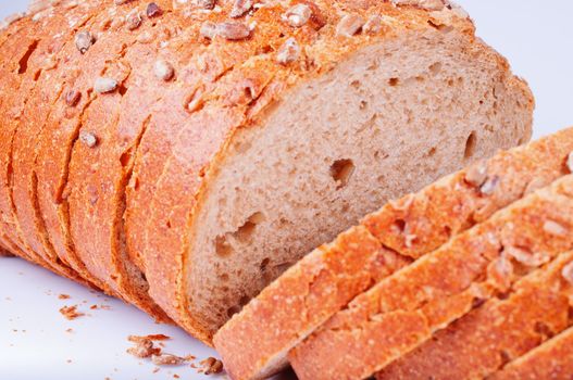 Bread from rye and wheat flour of a rough grinding close up