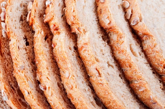 Bread from rye and wheat flour close up