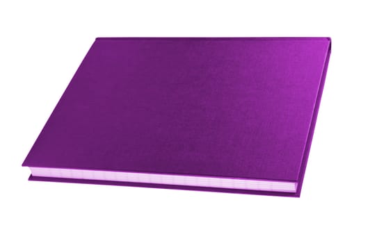 Closed purple notepad isolated on white background
