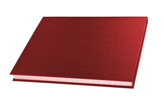 Closed red notepad isolated on white background