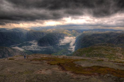 View from Kjerag on Lysebotn HDR low clouds