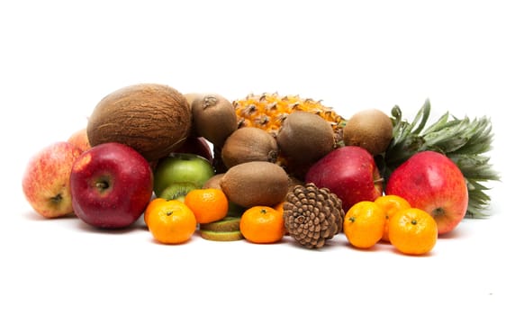 fresh fruit on a white background