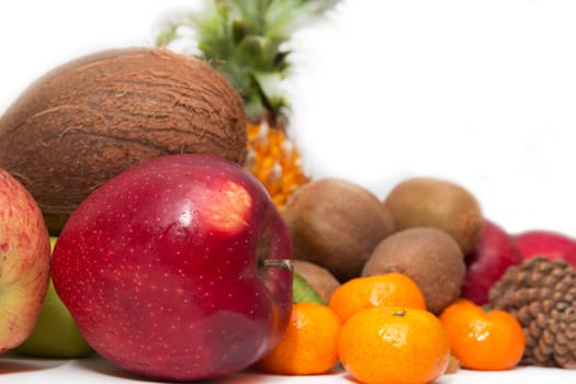 fresh fruit on a white background