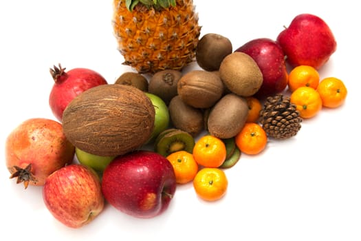 fresh fruit on a white background