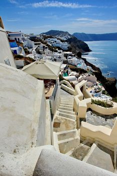View of Oia at the greek island of Santorini, Greece