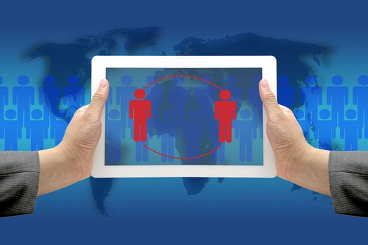 Business Hand Hold Tablet with  Job Rotation Concept