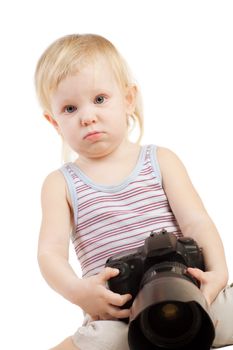 small child with big camera
