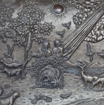 Adam and Eve silver carve art