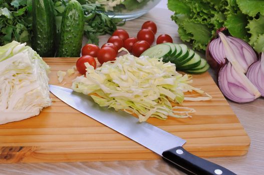 Ingredients for the salad of summer vegetables