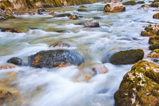 mountain river flowing between the rocks