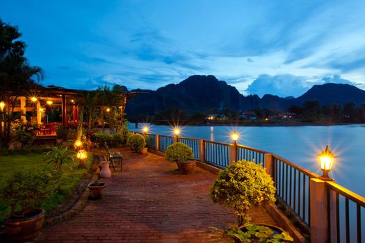 View of Vang Vieng, Laos