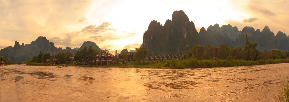 View of Vang Vieng, Laos