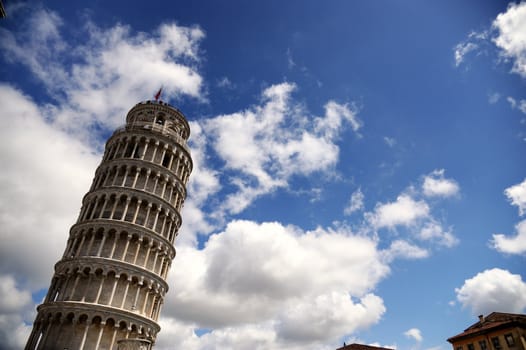 The famous leaning tower   in the ancient town of Pisa (Tuscany)