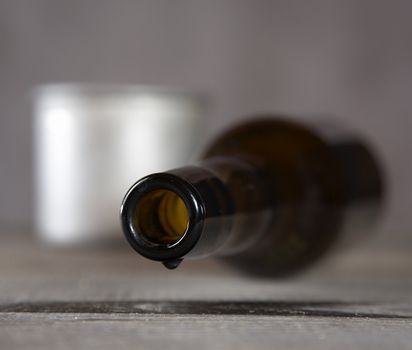 Bottle laying on one side