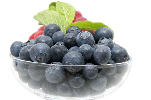 blueberries on a white background in the restaurant