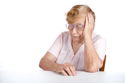 Portrait old women on a white background