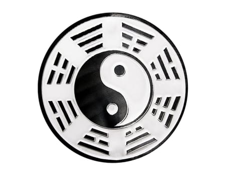 yin yang with trigrams over white