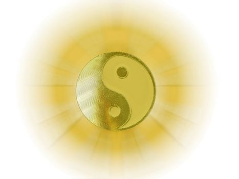 shining yin yang over white