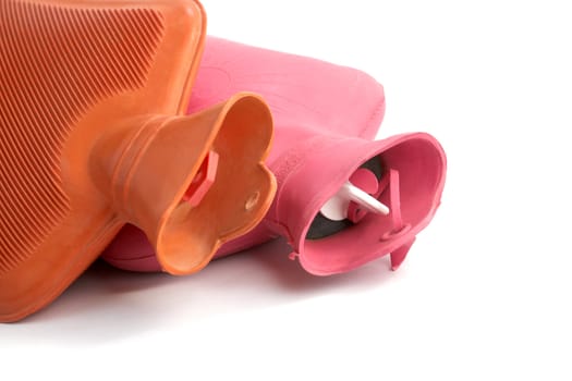 Two medical hot-water bottles  on a white background