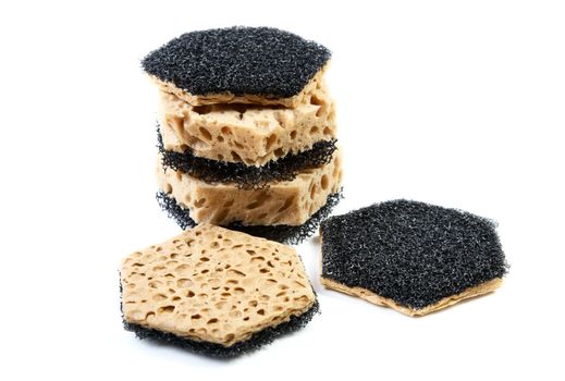 kitchen sponges for ware washing on a white background
