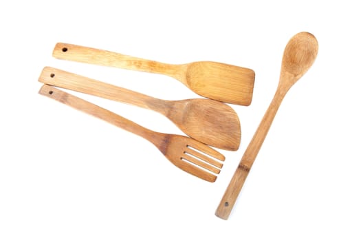 Wooden kitchen shovel on a white background