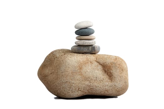 Stack of spa pebbles against blurred background