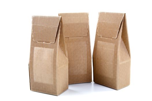 boxes from the goffered cardboard isolated on a white background