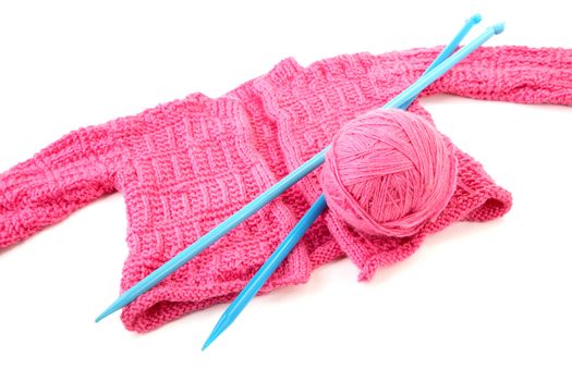 Knitted jacket for the baby isolated on a white background