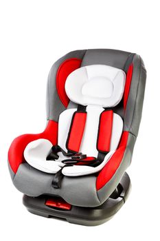 Children's automobile armchair isolated on a white background