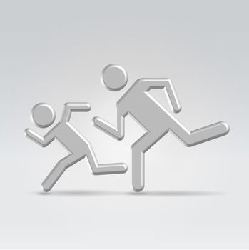 Running children icon concept shot backlit made of metal