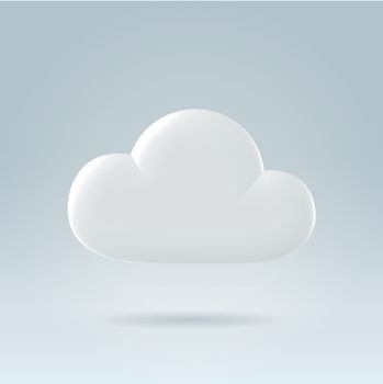 White glossy plastic digital cloud concept illustration