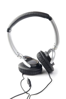 Silver-black headphone on a white background