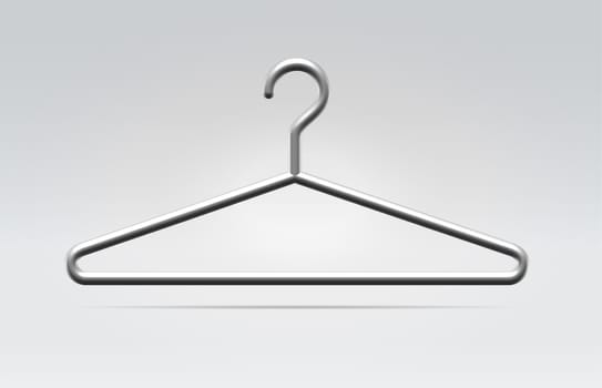 Realistic metal hanger icon for fashion clothes hanging in space on a neutral background