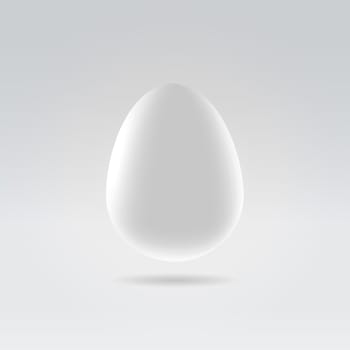 Pure white egg hanging in space studio closeup illustration