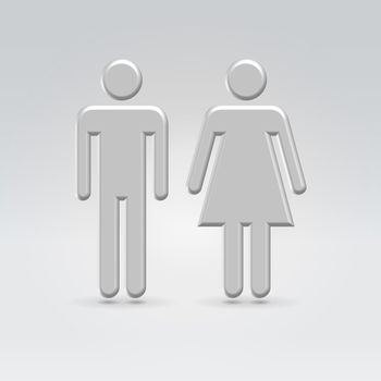 Couple icon concept shot backlit made of metal