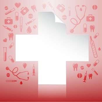 White icon new document over medical healthcare insurance icons