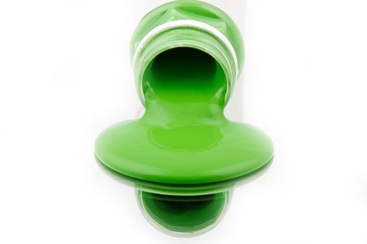 Liquid paint from bottle, green, red, fluid, mirror
