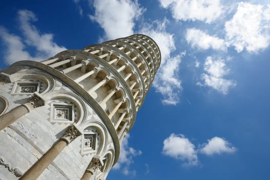 The famous leaning tower   in the ancient town of Pisa (Tuscany)