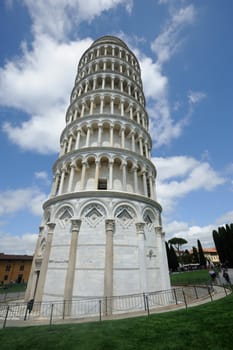 The famous leaning tower   in the ancient town of Pisa (Tuscany)